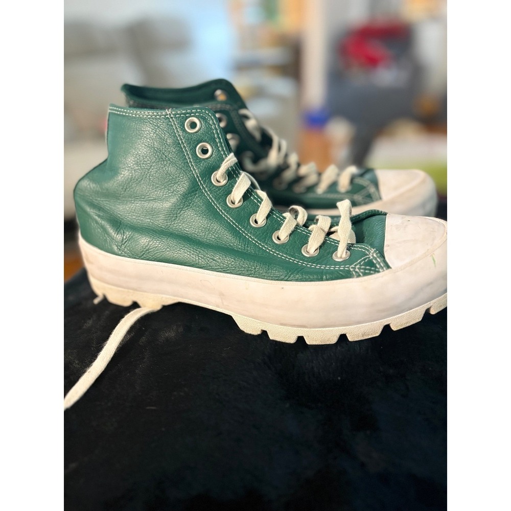 Converse Chuck Taylor All Star Lugged Green Leather High Top Boots 572463C Women
